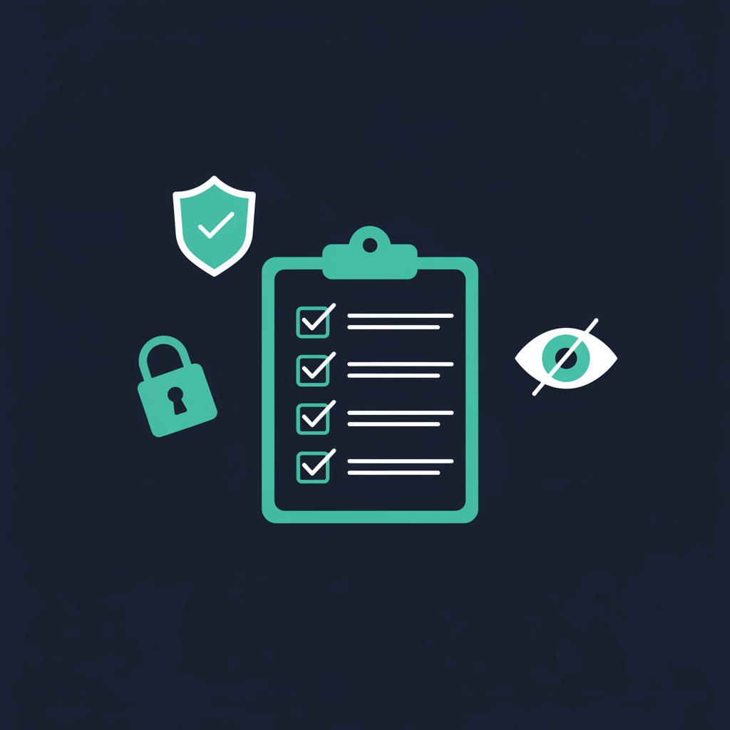 Privacy checklist with security icons